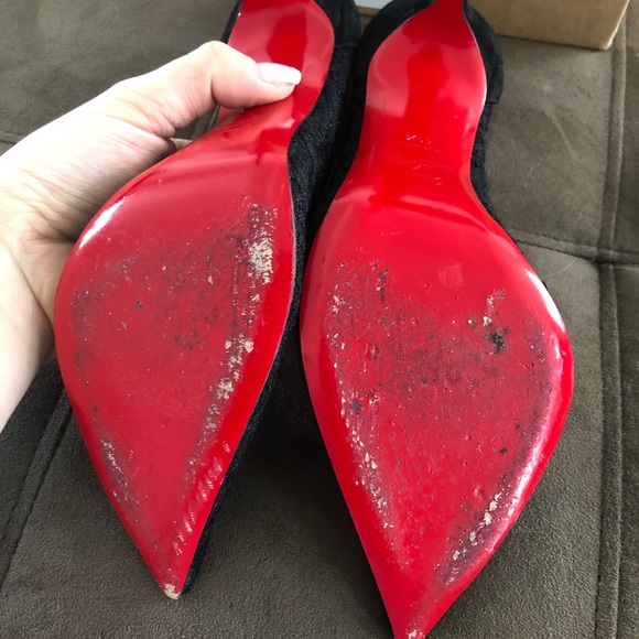 Christian Louboutin Black Red Follies Lace 100 Pumps - Picture 6 of 11